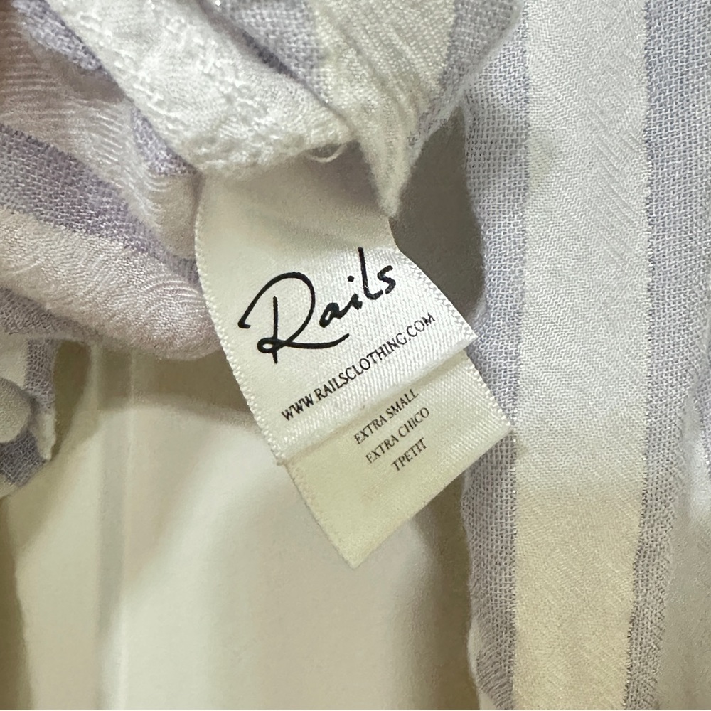 Rails White & Blue Striped Button Down Shirt Size XS Long Sleeves Lightweight - Picture 8 of 10